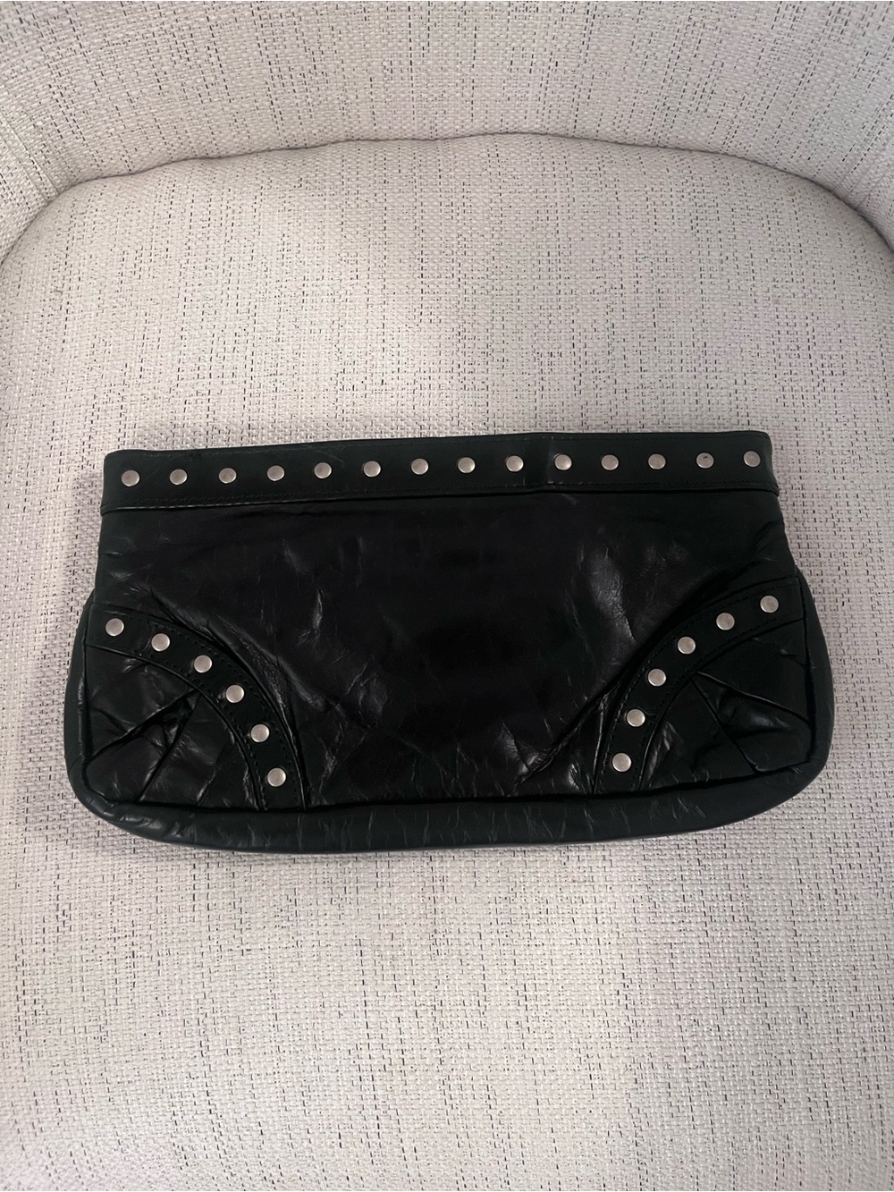 Lauren Merkin Stud Accent Black Leather Clutch
